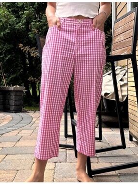Ralph Lauren Pink Gingham Cropped Pants